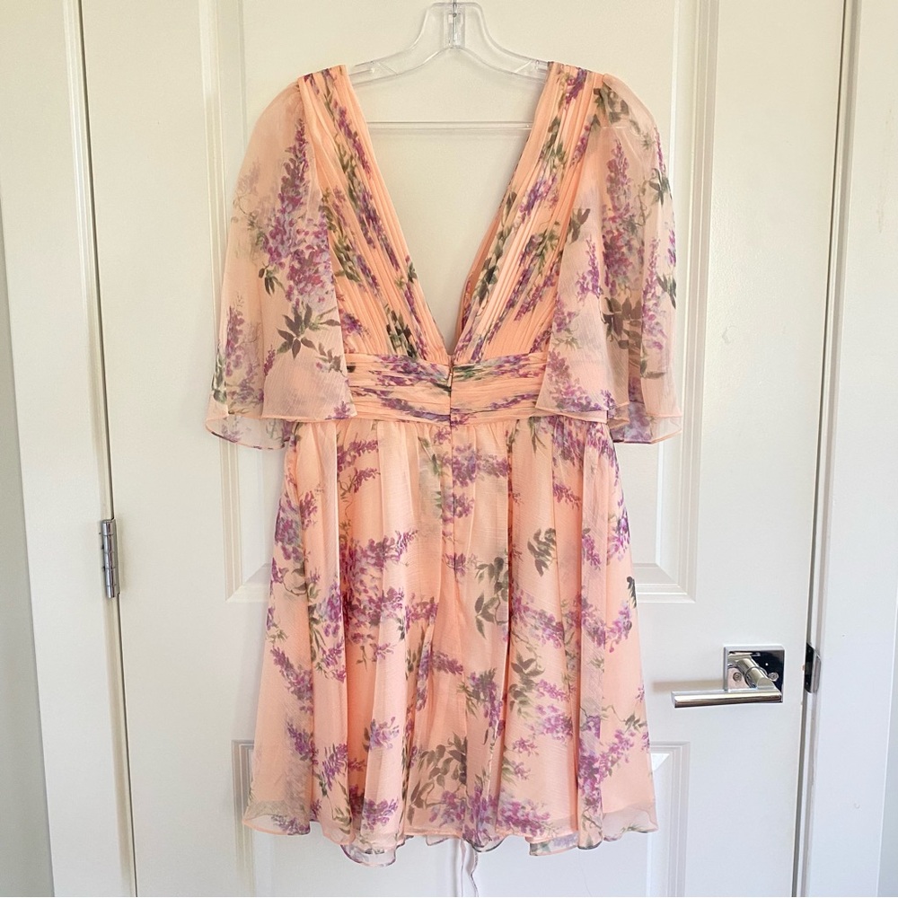 Anthropologie Mac Duggal Short-Sleeve V-Neck Mini Dress - Picture 3 of 5